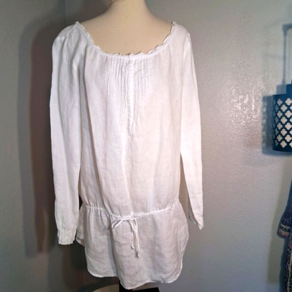 Marc O'Polo White Long Sleeve Tie Front Tunic Size M